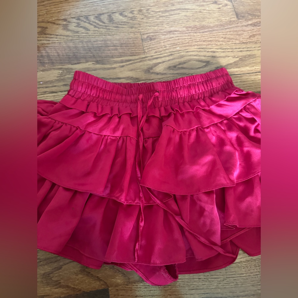 Elegant Red Ruffled Skirt